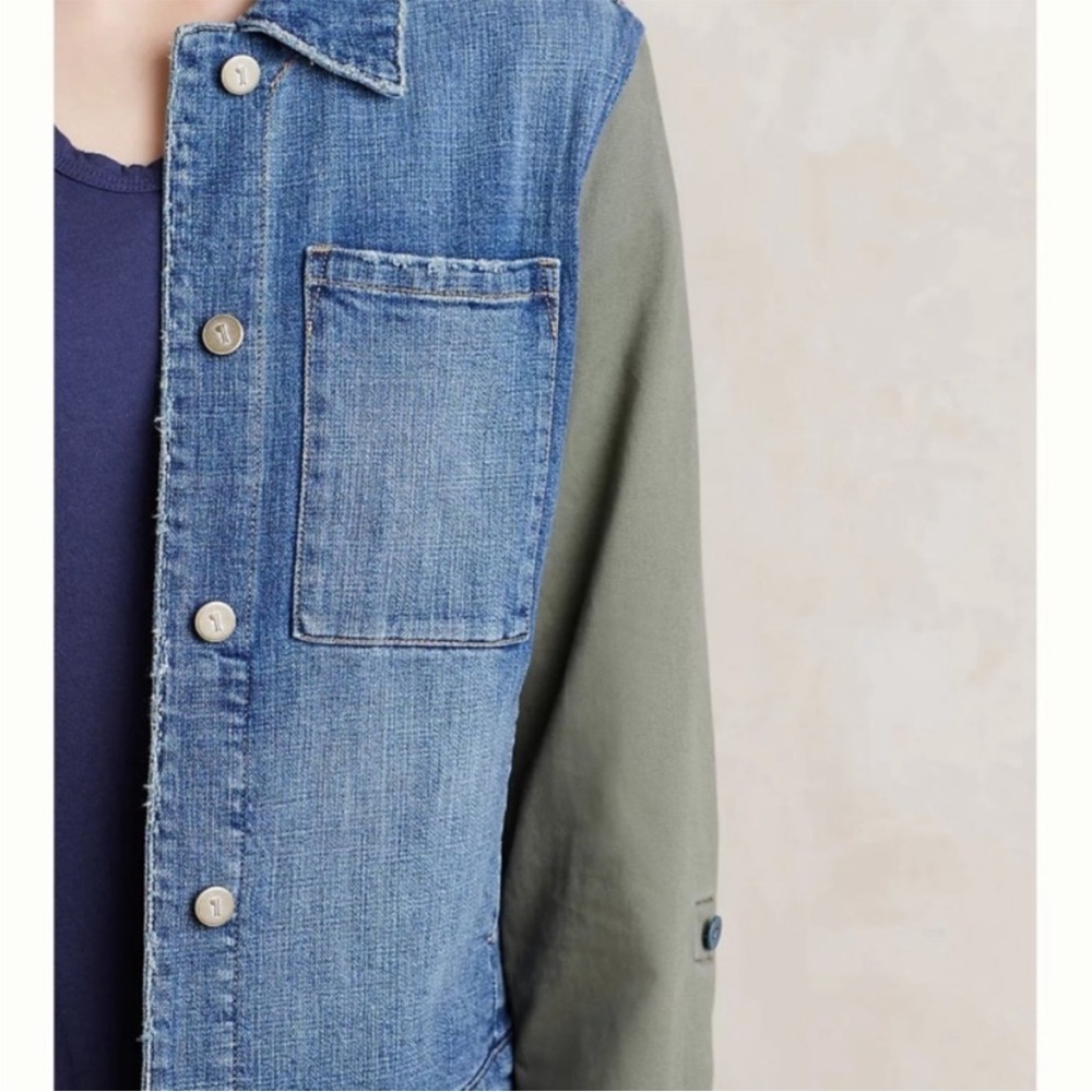 ANTHROPOLOGIE | PILCRO AND THE LETTERPRESS Colorblock Denim Jacket Medium - Picture 4 of 12